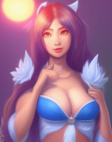 A woman in a blue outfit holding a glowing ball