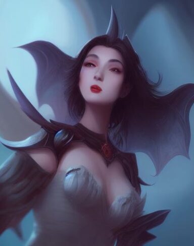 A woman standing in front of a bunch of bats