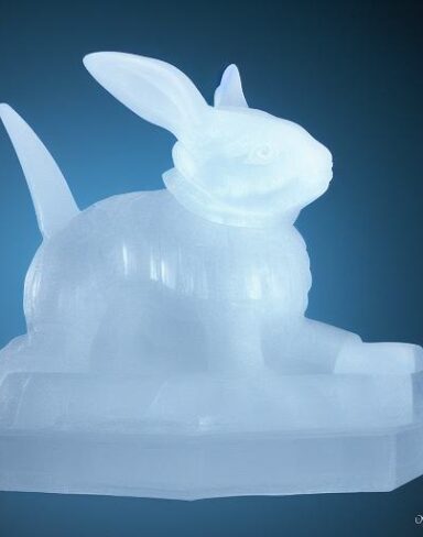 An ice sculpture of a cute rabbit