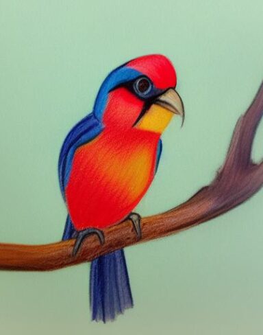 Colorful bird on top of a tree branch