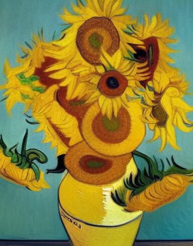 Painting of beautiful sunflowers