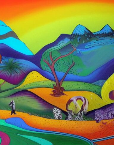 Painting of some animals in the field