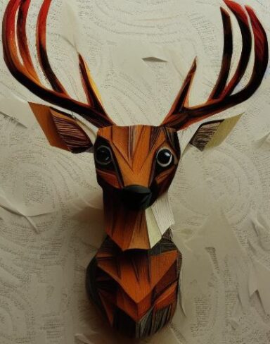 Paper cut of deer in a forest