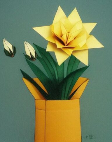 Paper flowers in the pot