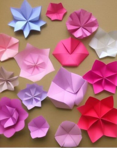 Some paper flowers in many colors