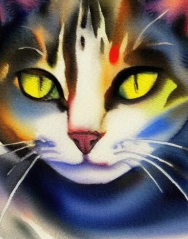 The watercolor drawing of one cat