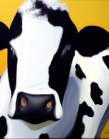 A black and white cow