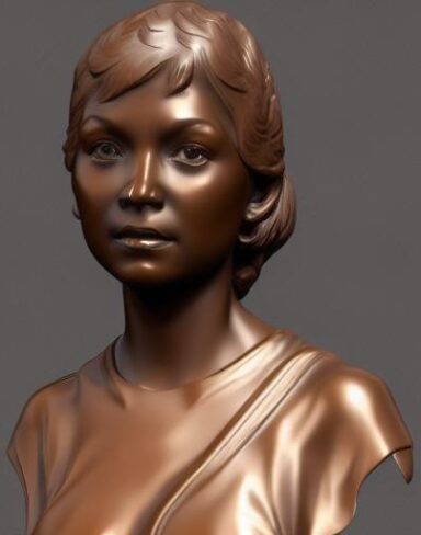 A bronze bust of girl