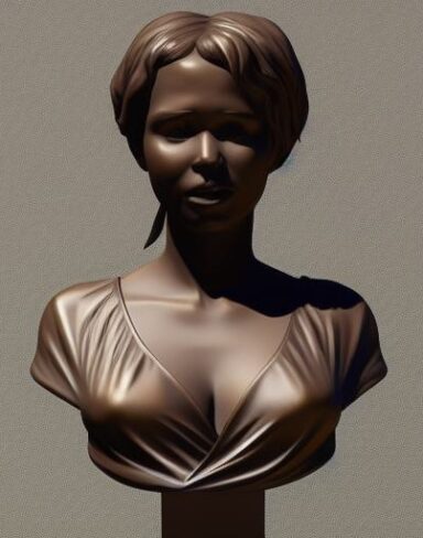 A bronze bust of one young lady