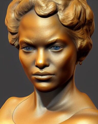 A bronze bust of young lady