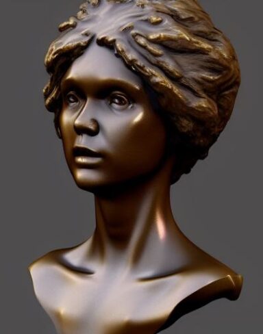 A bronze bust of young lady