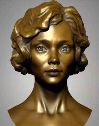 A bronze bust of young lady