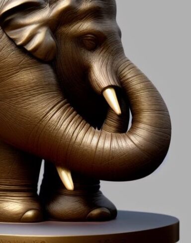 A bronze elephant statue