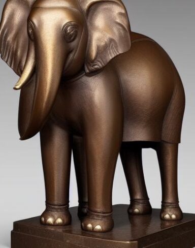 A bronze statue of an elephant