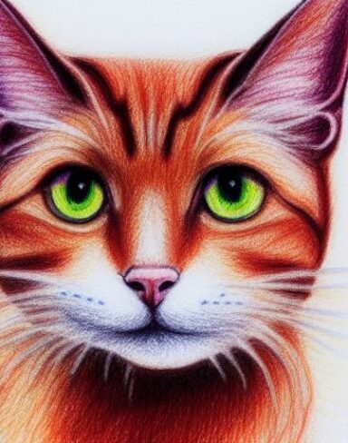 A crayon drawing of a cat