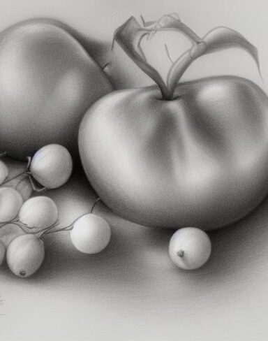 A drawing of a fruits