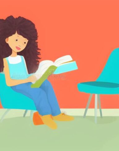 A girl is reading a book