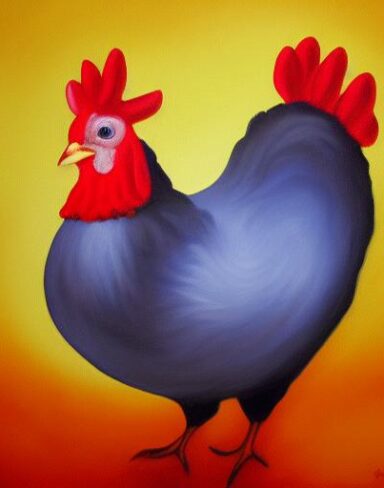 A painting of the hen
