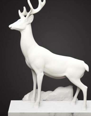 A statue of one deer in white