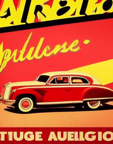 A vintage poster advertising a vehicle