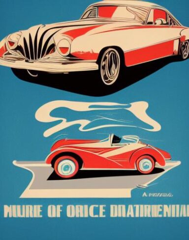 A vintage poster advertising automobile