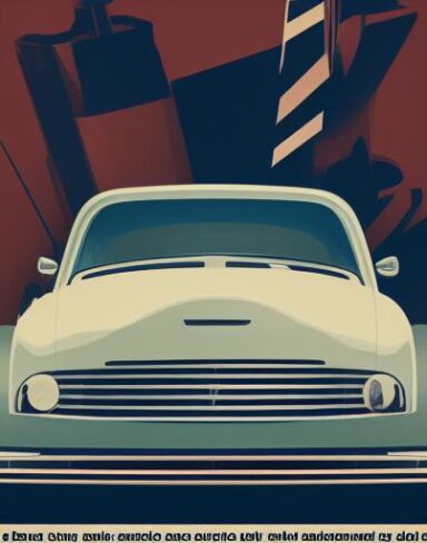 A vintage poster advertising car