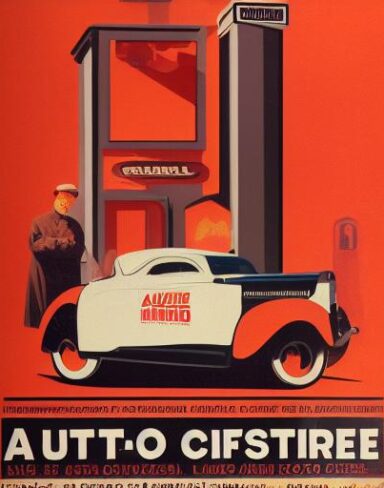 A vintage poster of auto service