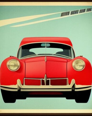 A vintage poster of vintage car