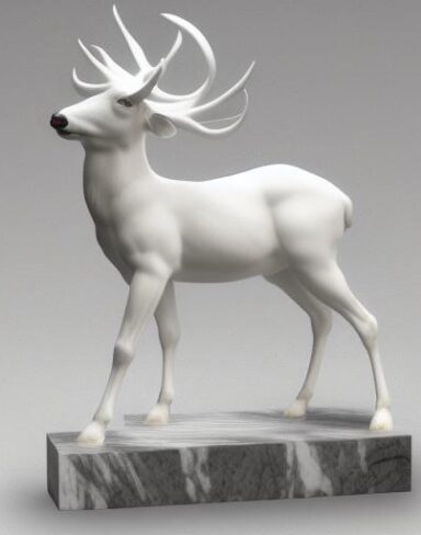 A white deer statue