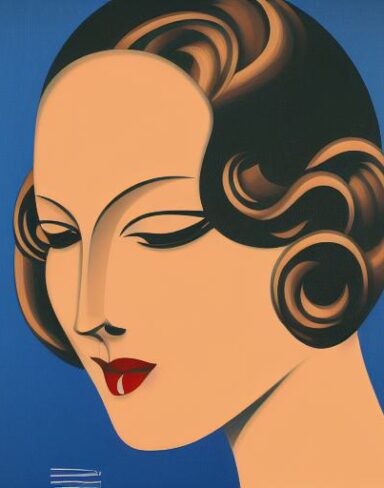 An art deco poster of a woman face