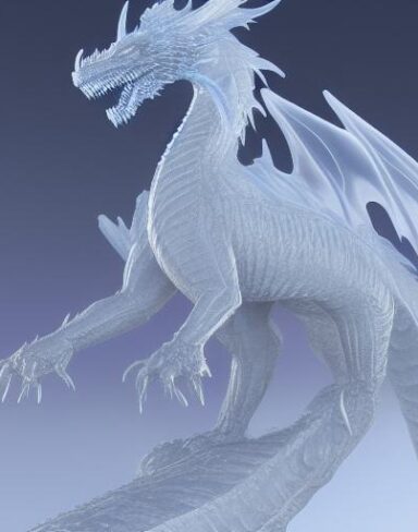An ice sculpture of a ice dragon