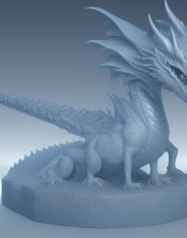 An ice sculpture of a ice dragon