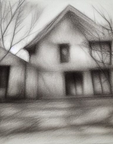 Charcoal drawing of house
