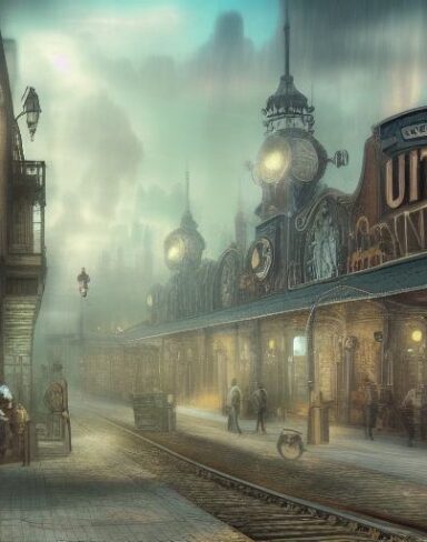 City under steampunk style
