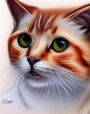 Crayon drawing of a cat