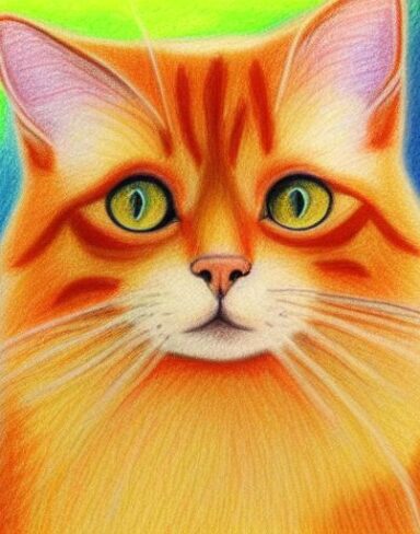 Crayon drawing of a cat