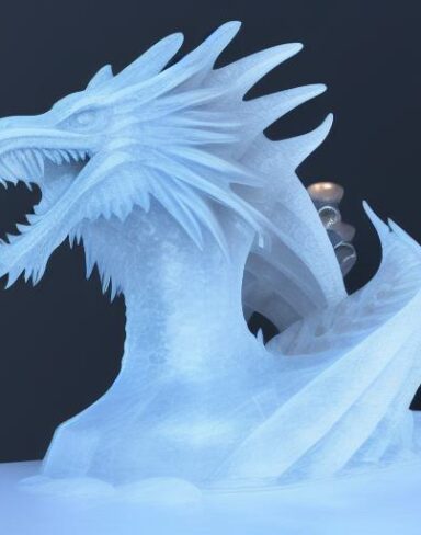 Ice sculpture of a ice dragon