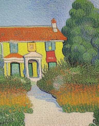 Painting of one house in a garden