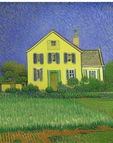 Painting of the house in the garden