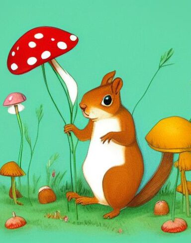 Squirrel and a mushroom