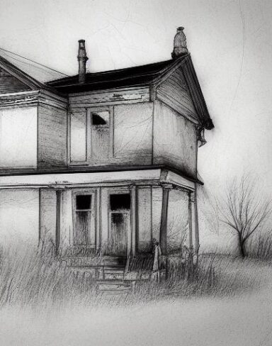 The black and white drawing of house