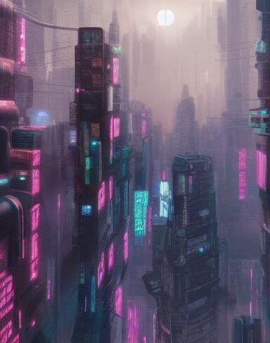 The digital city filled with lots of buildings and citizens