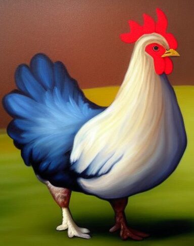 The painting of the hen animal