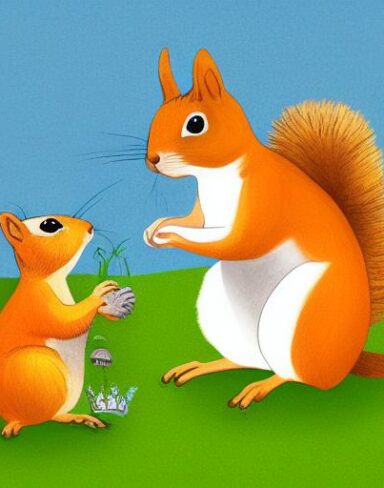 The squirrel and a mushroom