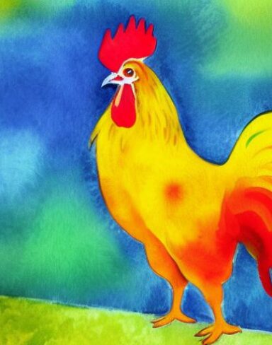 Watercolor painting of a rooster