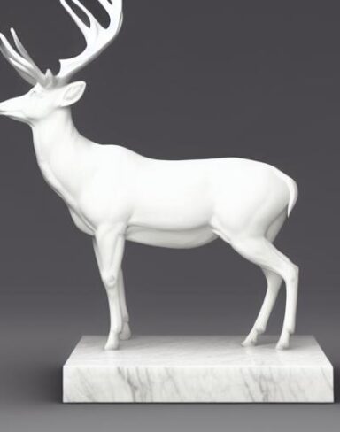 White color statue of a deer
