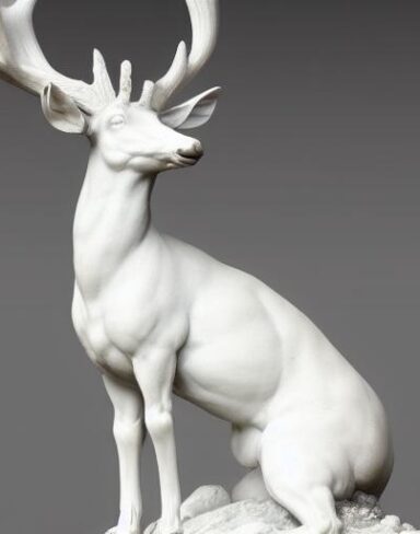 White color statue of a deer