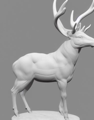 White color statue of a deer