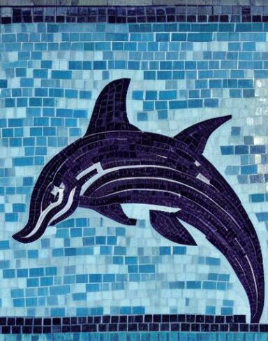 mosaic of a dolphin in the sea