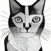 A black and white drawing of a cat A black and white drawing of a cat